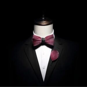 Chic Maroon Bow Tie and Lapel Pin Set